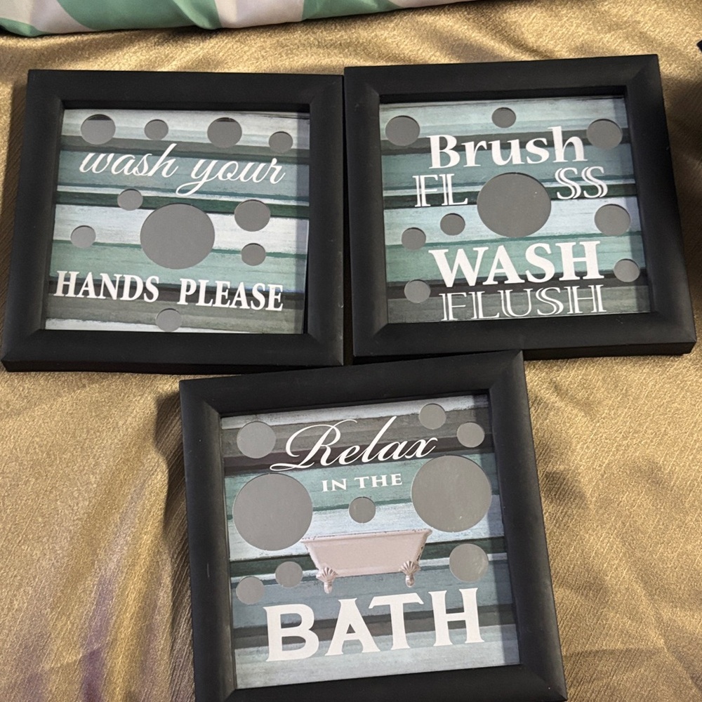 Black Framed Bathroom Wall Art Set
